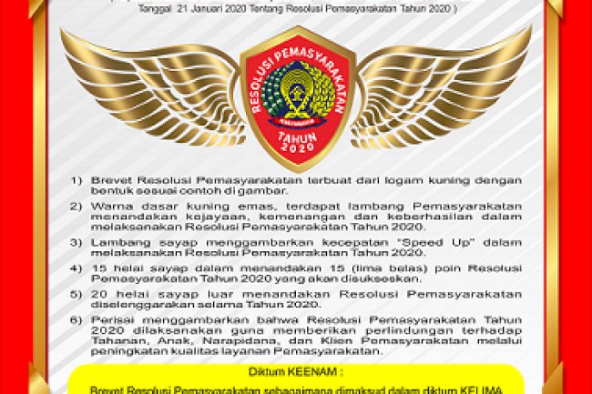 Bravet Resolusi Pemasyarakatan Tahun 2020