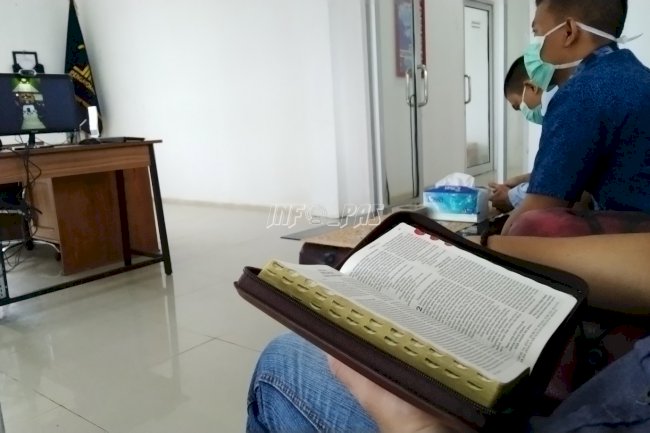 Jaga Jarak, Lapas Sukamara Tetap Laksanakan Ibadah Minggu