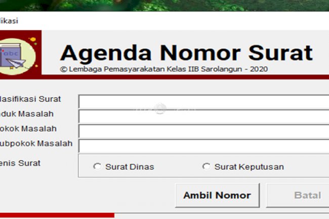 Lapas Sarolangun Ciptakan Inovasi Pencatatan Agenda Nomor Surat