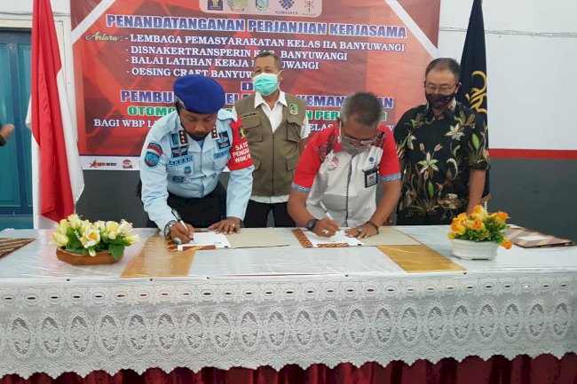 Ekspansi Hingga Jepang, Korea & USA, Lapas Banyuwangi Teken Perjanjian Kerjasama Dengan Disnakertranperin, BLK dan Oesing Craft