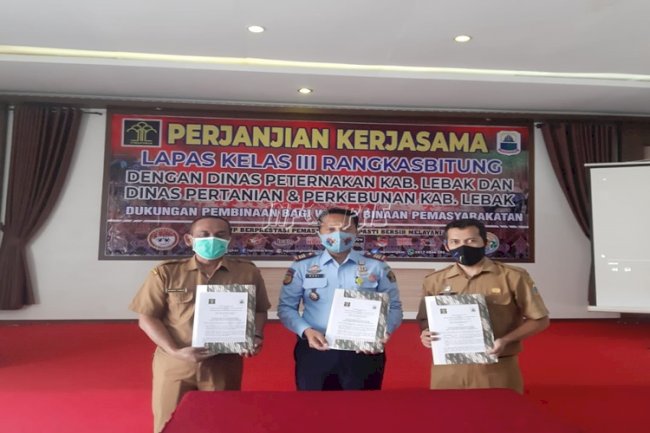 Lapas Rangkasbitung Teken PKS dengan 2 Dinas Sekaligus