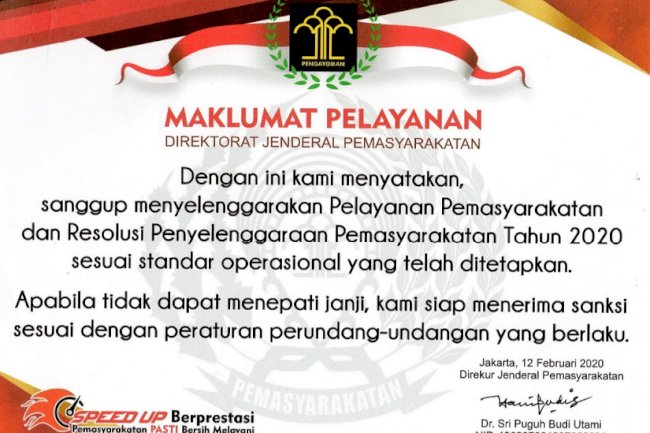 Maklumat Pelayanan Direktorat Jenderal Pemasyarakatan