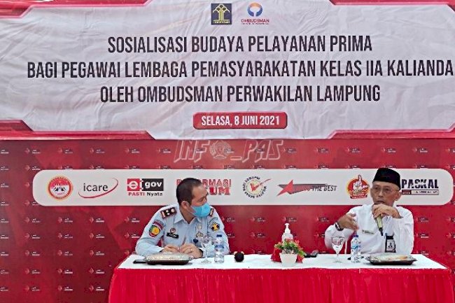 Sosialisasi Budaya Pelayanan Prima di Lapas Kalianda, Kepala Ombudsman Lampung: Niat Baik Harus Selalu Dijaga