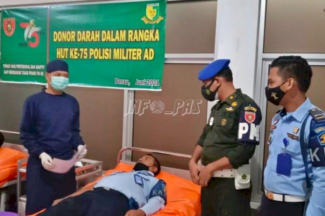 Petugas Rutan Tanjung Redeb Donorkan Darah dalam Peringatan HUT Polisi Militer