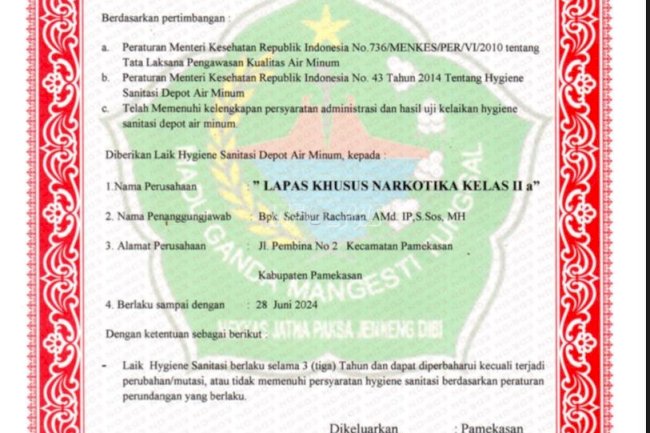 Dapur LPN Pamekasan Laik Hygiene Sanitasi Jasa Boga & Depot Air Minum