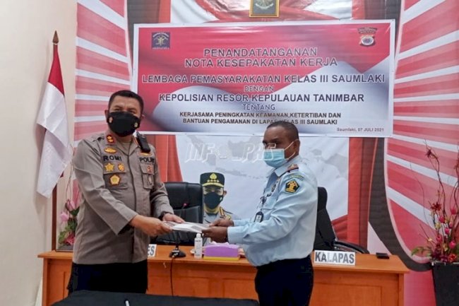 Lapas Saumlaki-Polres Kepulauan Tanimbar Sepakati PKS Bidang Pengamanan