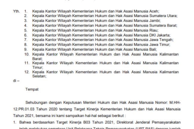 SE tentang Pemberitahuan Pelaksanaan Redistribusi Narapidana antar Lapas & Rutan dengan Jumlah Overcrowding di atas 300%