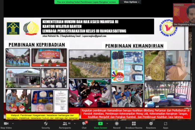 Ikuti Webinar Pendidikan & Ketenagakerjaan, Lapas Rangkasbitung Pamerkan Potensi Narapidana