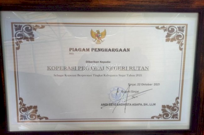 Rutan Sinjai Raih Penghargaan Koperasi Berprestasi Tingkat Kabupaten Sinjai