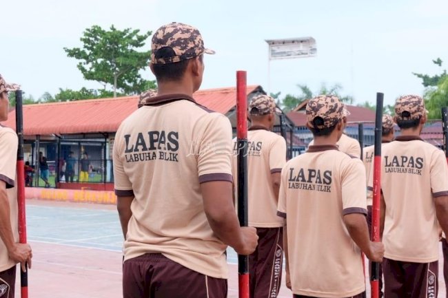 Tumbuhkan Rasa Disiplin, Pramuka Lapas Labuhan Bilik Laksanakan LKBB