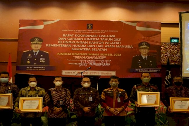 Lapas Muara Enim Raih Penghargaan Terbaik I Evaluasi Capaian Kinerja TA 2021