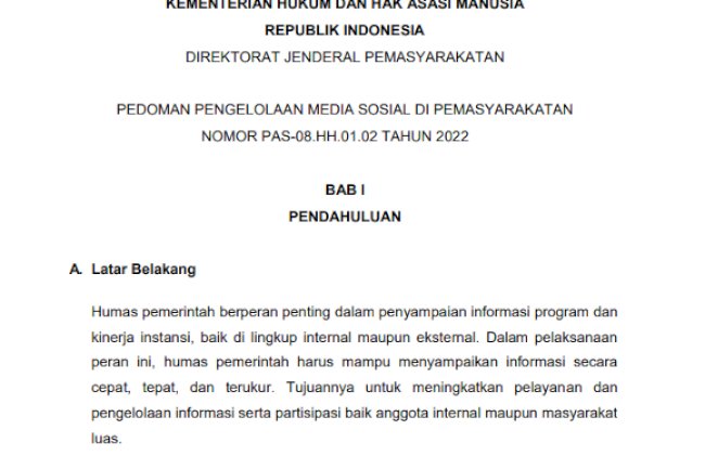 Pedoman Pengelolaan Media Sosial di Pemasyarakatan