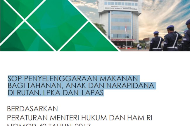 SOP Penyelenggaraan Makanan Bagi Tahanan, Anak dan Narapidana di Rutan, LPKA dan Lapas