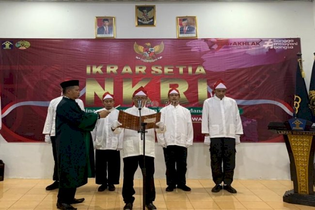 Momen Haru Napiter Lapas Way Kanan Ucapkan Ikrar dan Janji Setia kepada NKRI