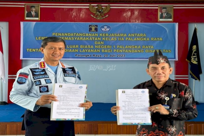 Pastikan Hak Penyandang Disabilitas, Lapas Palangka Raya Sepakati PKS dengan SLBN 1 Palangka Raya