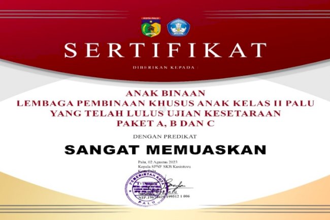 Anak LPKA Palu Raih Predikat Memuaskan dalam Ujian Kelulusan Pendidikan Kesetaraan