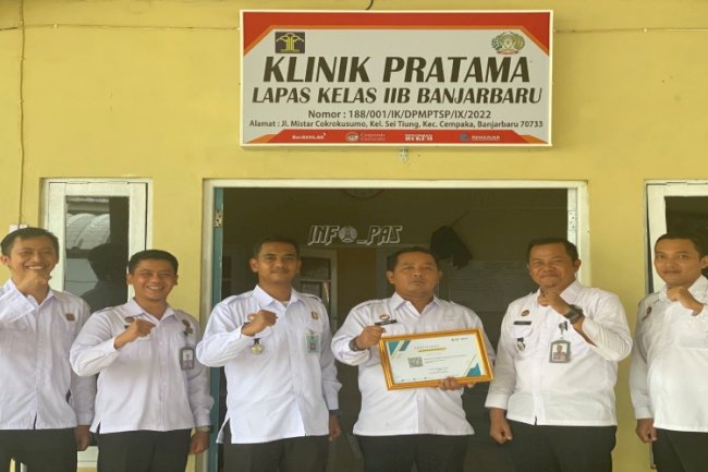 Klinik Pratama Lapas Banjarbaru Peroleh Sertifikat Registrasi Fasyankes dari Kemenkes RI