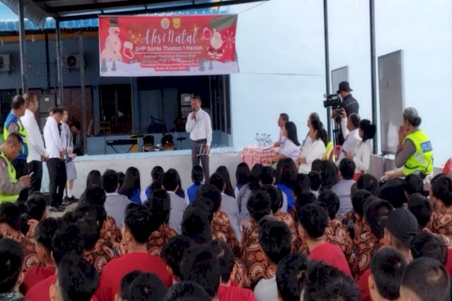 LPKA Medan Sambut Aksi Natal SMP Santo Thomas I Medan