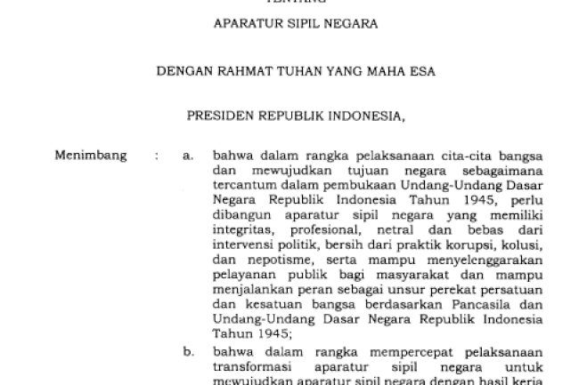 Undang-Undang RI No. 20 Tahun 2023 tentang ASN