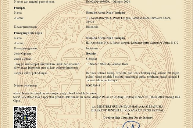 Kalapas Labuhan Bilik Miliki Hak Cipta Tata Nilai ‘GASSPOL’