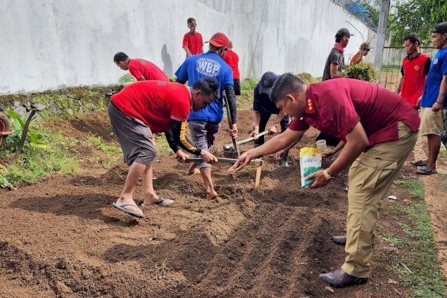 Wujudkan Ketahanan Pangan Nasional, Lapas Narkotika Karang Intan Tanam Kangkung