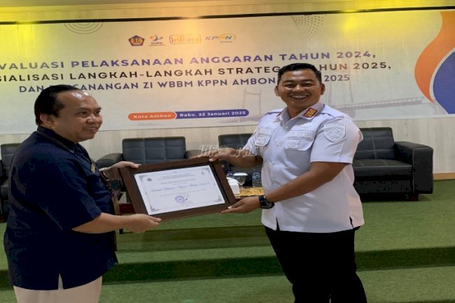 Rutan Ambon Raih Penghargaan Satker dengan Nilai IKPA Tertinggi Pagu Sedang dari KPPN Ambon