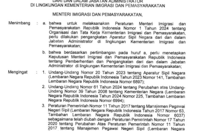 Keputusan Menteri Imigrasi dan Pemasyarakatan No. M.IP-122.SA.03.03 Tahun 2025 