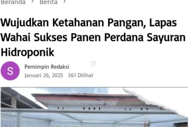 Hari Pers Nasional 2025, Momentum Lapas Wahai Terus Dukung Ketahanan Pangan