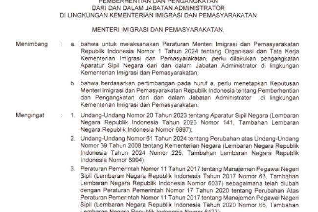 Keputusan Menteri Imigrasi dan Pemasyarakatan RI No. M.IP-169.SA.03.03 Tahun 2025