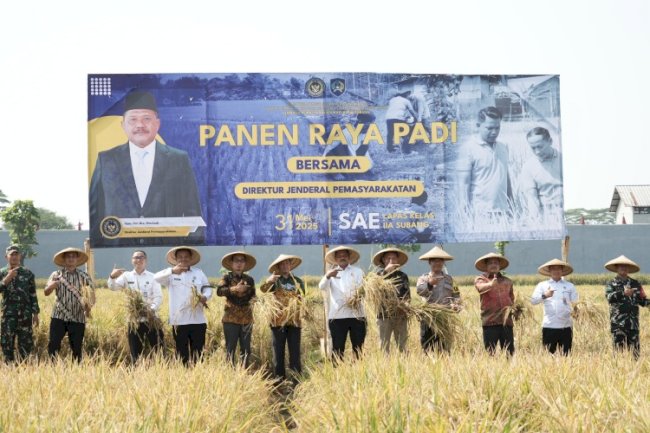 Dirjenpas Pimpin Panen Raya di Lapas Subang, Hasilkan 12 Ton Padi