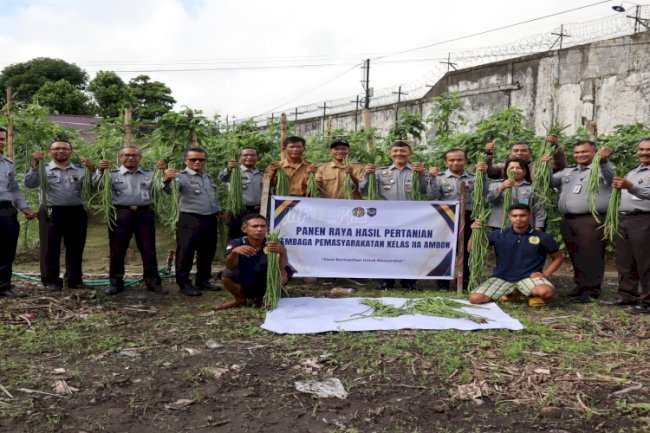 Gandeng BPTPNP, Lapas Ambon Sukses Panen Raya 25 Kg Kacang Panjang 