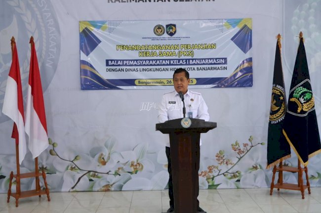 Dorong Kontribusi Klien Pemasyarakatan, Kakanwil Ditjenpas Kalsel Saksikan PKS Bapas Banjarmasin dan DLH