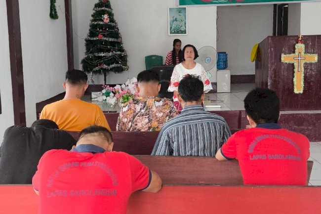 Warga Binaan Kristen Antusias Ikuti Pembinaan Kerohanian Lapas Sarolangun
