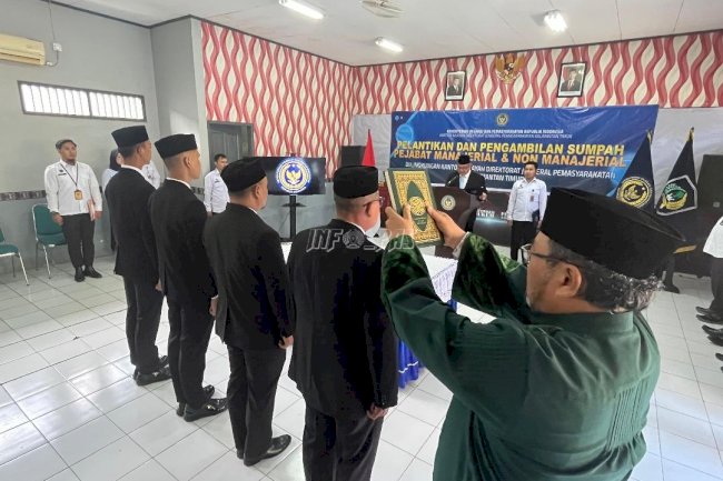 Perkuat Layanan Pemasyarakatan, Kanwil Ditjenpas Kaltim Lantik Empat Pejabat Nonmanajerial