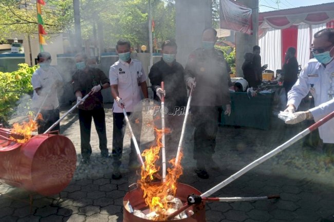 Hadiri Pemusnahan Barang Bukti, Lapas Brebes Tegas Dukung Pemberantasan Narkoba