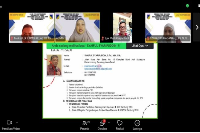 Petugas Lapas Tolitoli Pelajari Tata Kelola LPK lewat Bimtek Virtual Disnakertrans