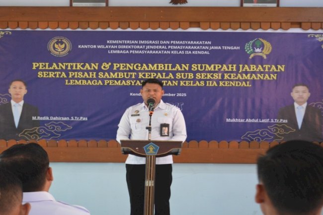 Kalapas Kendal Lantik Kasubsi Keamanan, Ini Pesannya