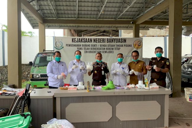 Lapas Banyuasin Dukung Pemusnahan Barang Bukti Narkotika dan Sitaan Kejaksaan