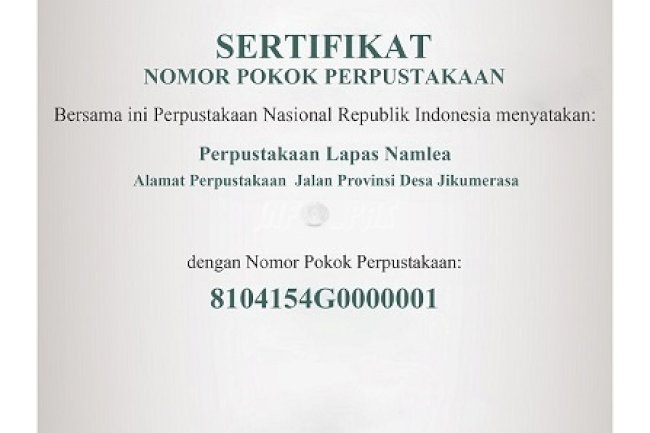Perkuat Legalitas, Perpustakaan Lapas Namlea Kini Miliki NPP
