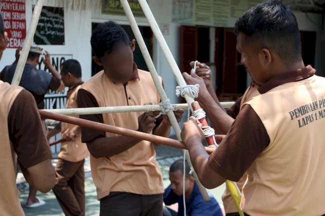 Lapas Madiun Bangun Karakter Warga Binaan lewat Pembinaan Pionering Pramuka