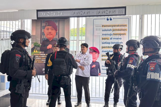 Rutan Majene Perkuat Sinergi Pengamanan Lewat Patroli Sambang Brimob