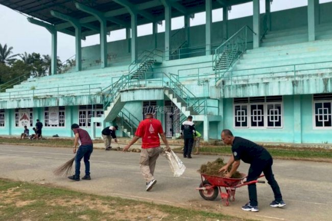 Lapas Bungo dan Dispora Gelar Baksos, Libatkan Warga Binaan Bersihkan Arena MTQ Lama