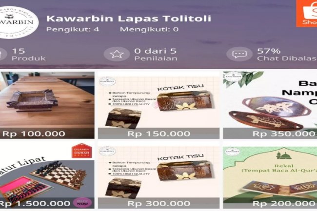 Lapas Tolitoli Pasarkan Produk Kreatif Warga Binaan lewat Shopee “Kawarbin Lapas Tolitoli”
