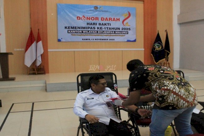 Dukung Aksi Kemanusiaan, Kanwil Ditjenpas Maluku Gelar Kegiatan Donor Darah 