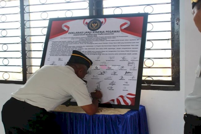 Perkuat Komitmen Bersama, Kanwil Ditjenpas Sultra Teken Deklarasi Janji Kinerja 2026