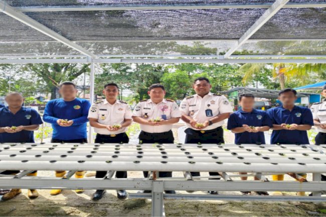 Lapas Banjarmasin Semai Bibit Selada pada 252 Pot Instalasi Hidroponik