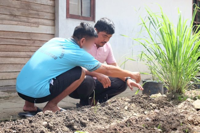 Optimalkan Lahan SAE, Warga Binaan Rutan Rantau Semai Bibit Bayam