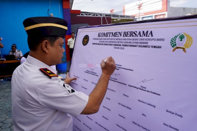 Kanwil Ditjenpas Sulteng Teken Komitmen WBK/WBBM dan Resmikan Layanan Pemasyarakatan