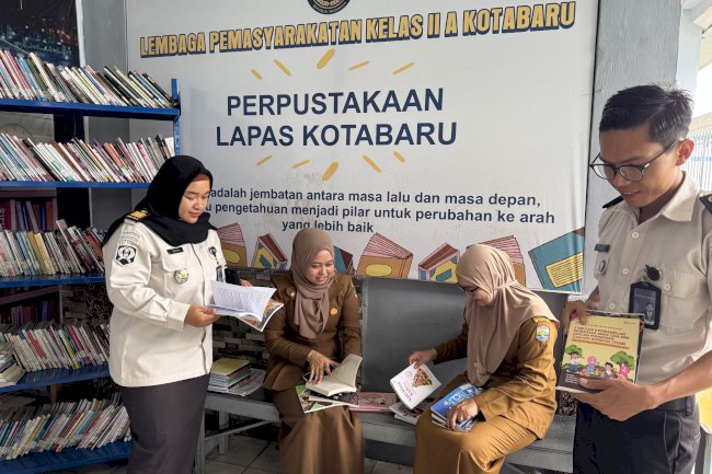 Perkuat Layanan Literasi, Lapas Kotabaru Gandeng Dinas Kearsipan dan Perpustakaan Inventarisasi Koleksi Buku