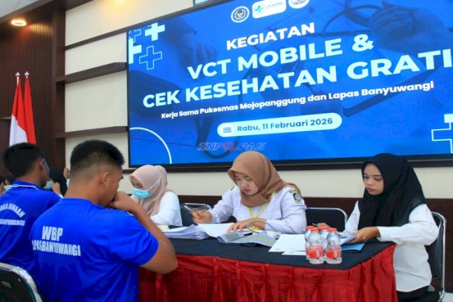 Gandeng Puskesmas Mojopanggung, Lapas Banyuwangi Berikan Layanan VCT dan Cek Kesehatan Warga Binaan